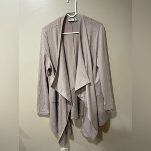 LOGO by Lori Goldstein Taupe Open Waterfall Cardigan